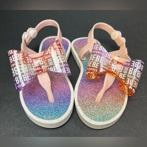 bebe- Toddler- Bow sandals, Plastic closure, Size: Medium (7/8),‎ Pre- Owned